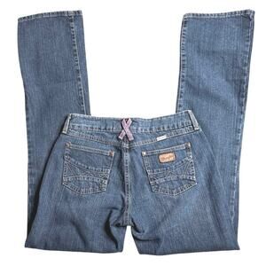 Women's Wrangler Breast Cancer Awareness Jeans Size 7/8 x 35, Bootcut Midrise